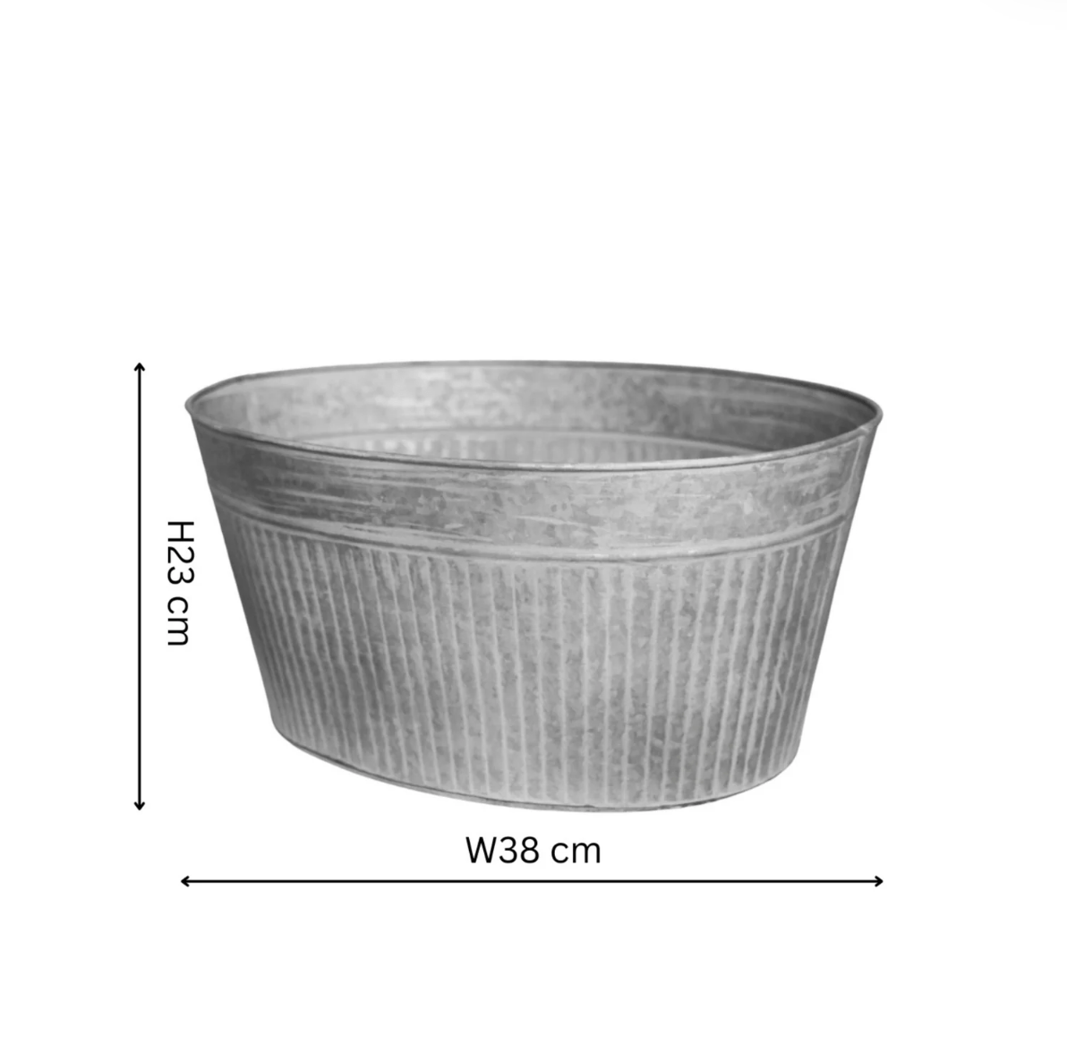 Outdoor Galvanised Trough by Ivyline Showing Measurements