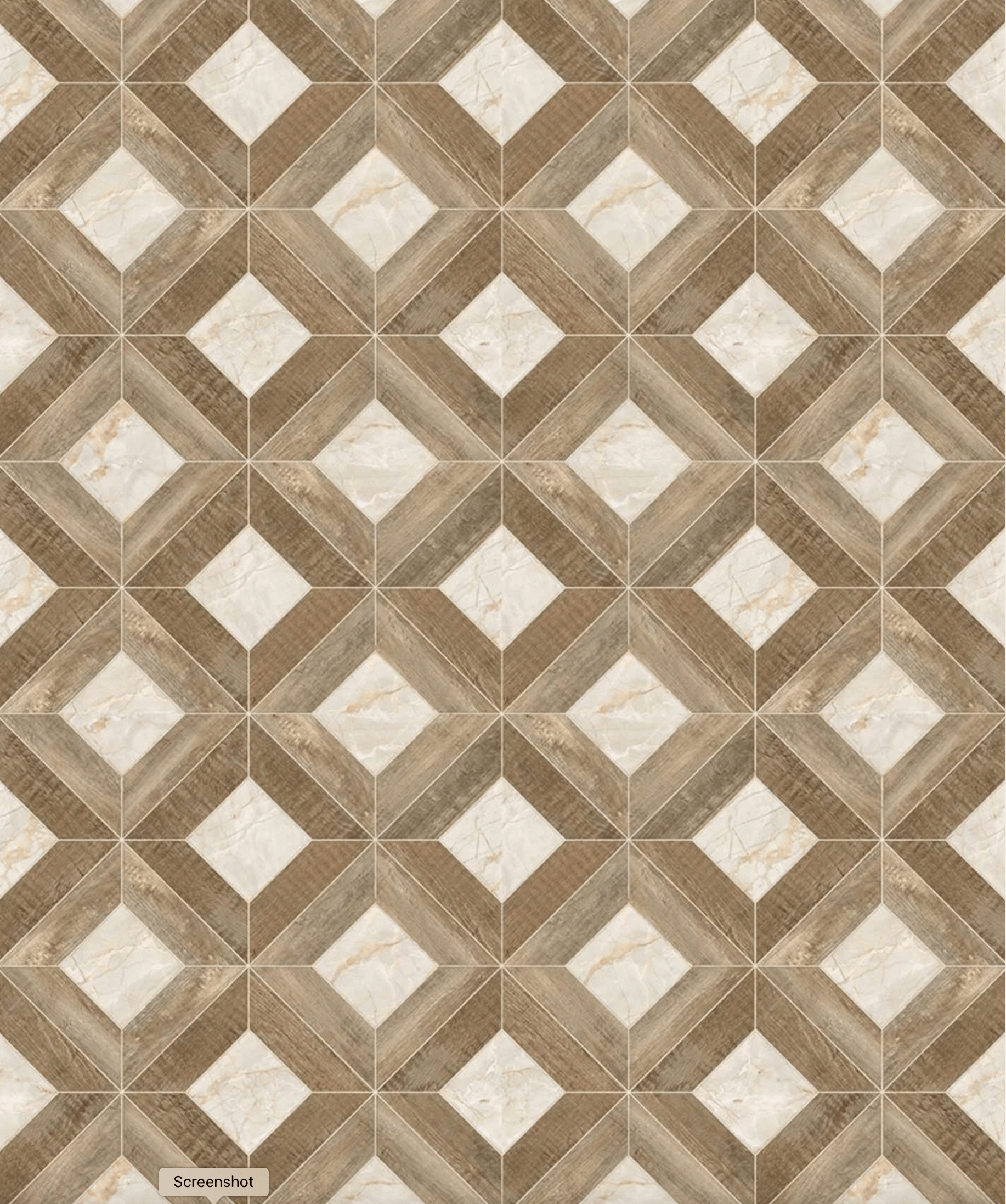 Patterned tile with geometric design in brown and beige tones