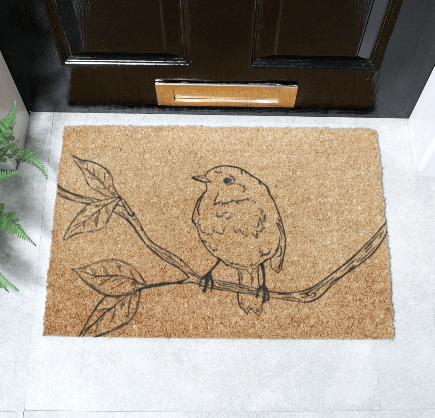 Coir Doormat With Winter Robin Design Robin 