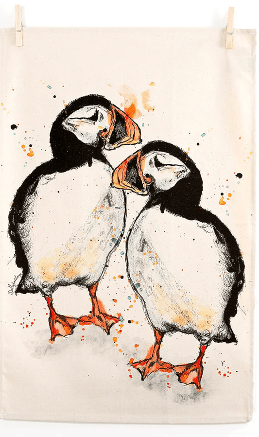 Puffin Tea Towel by Dollyhotdogs