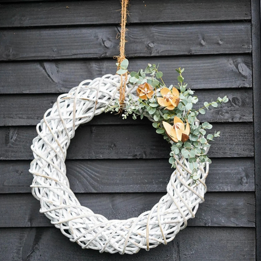 Rattan Seasonal Door Wreath White