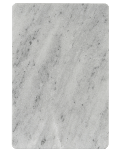 Marble-patterned cutting board on a white background