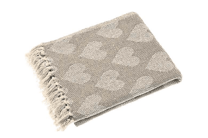 Grey Patterned Heart  Throw by Walton & Co