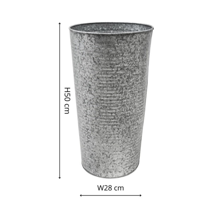 Ribbed Galvanised Vase H50cm