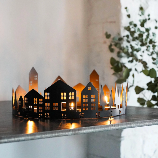 Round Advent Tealight Centrepiece Metal Black by Ivyline