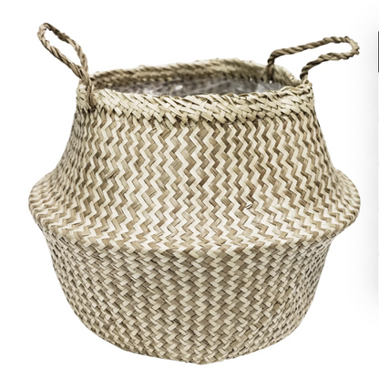 Seagrass Chevron Lined White Basket by Ivyline