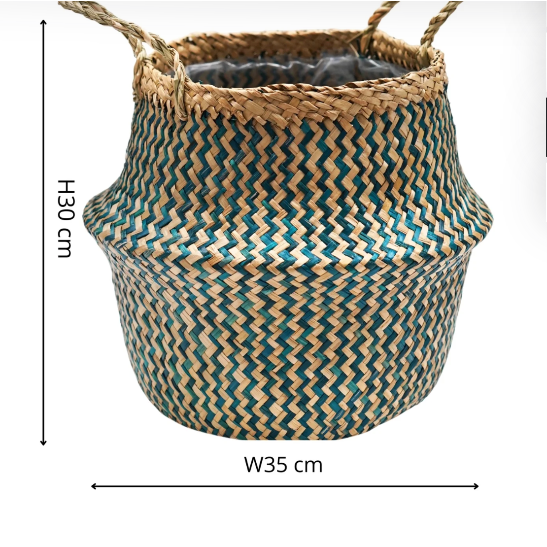 Seagrass Chevron Lined Basket by Ivyline Measurements