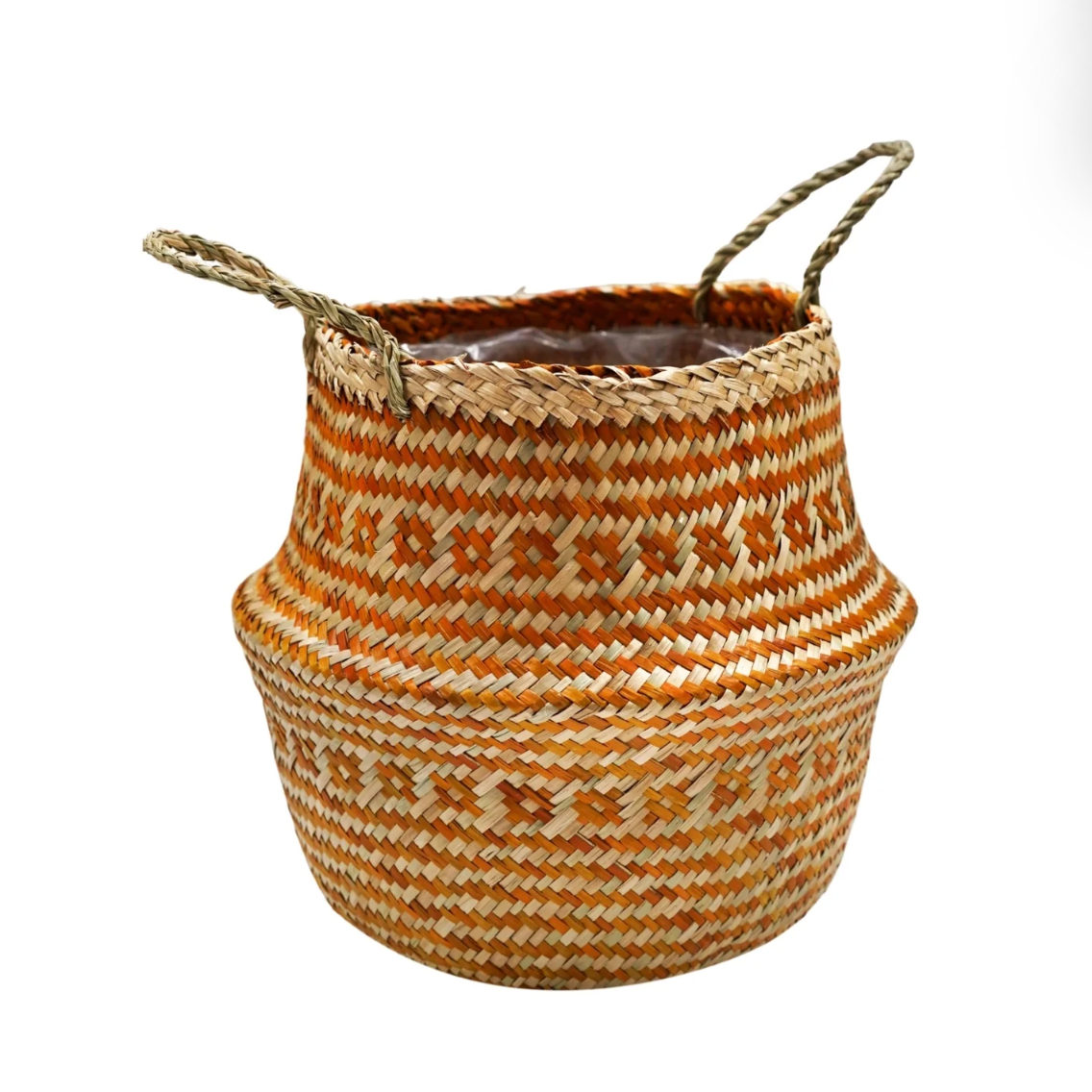 Seagrass Tribal Lined Basket - Amber