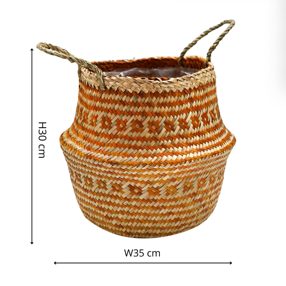 Seagrass Tribal Lined Basket - Amber