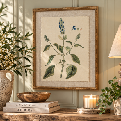 Salvia Botanical Art Framed Print by Hil Interiors