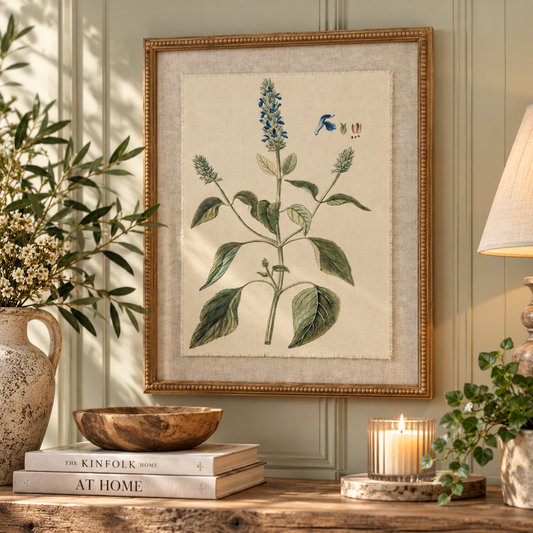 Salvia Botanical Art Framed Print by Hil Interiors