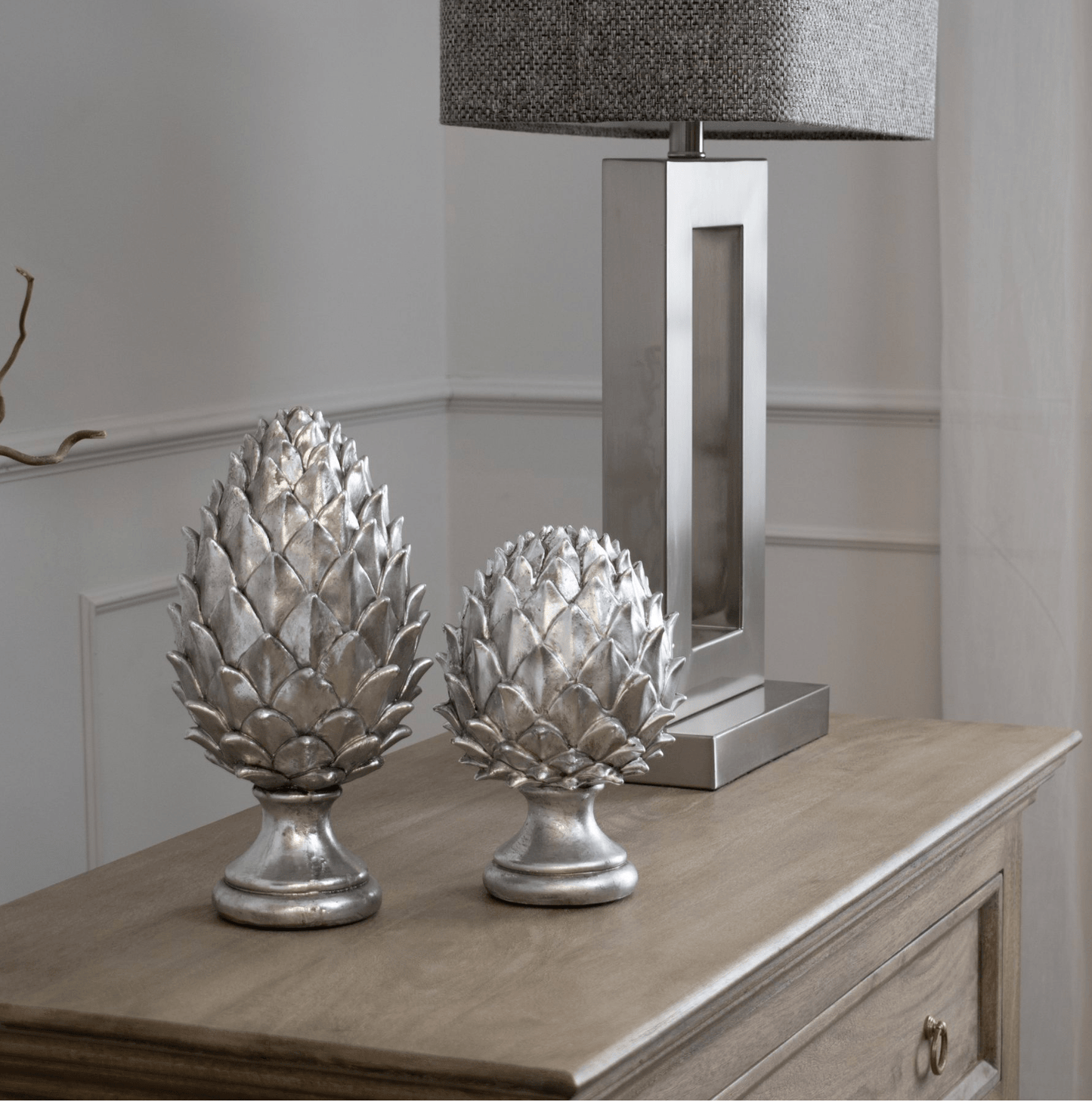 Tall Silver Pinecone Finial