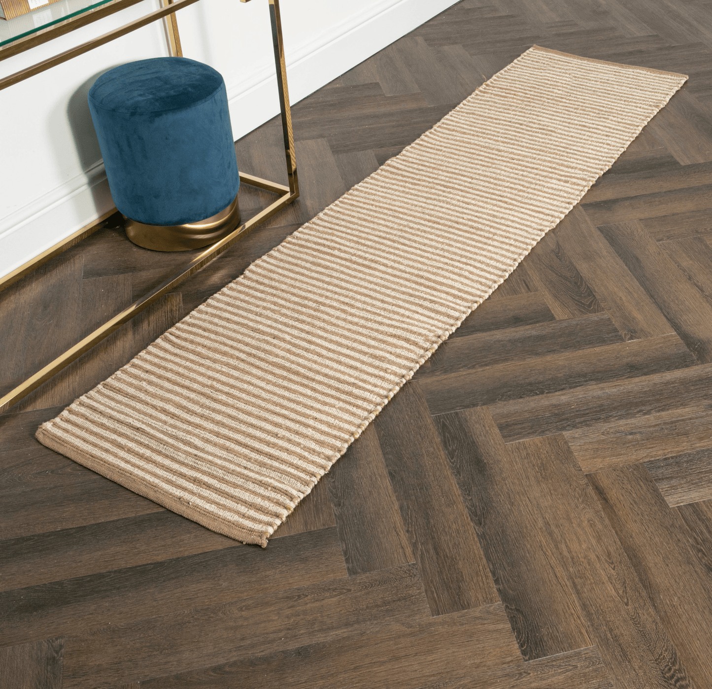 Striped Wool & Jute Runner Rug 