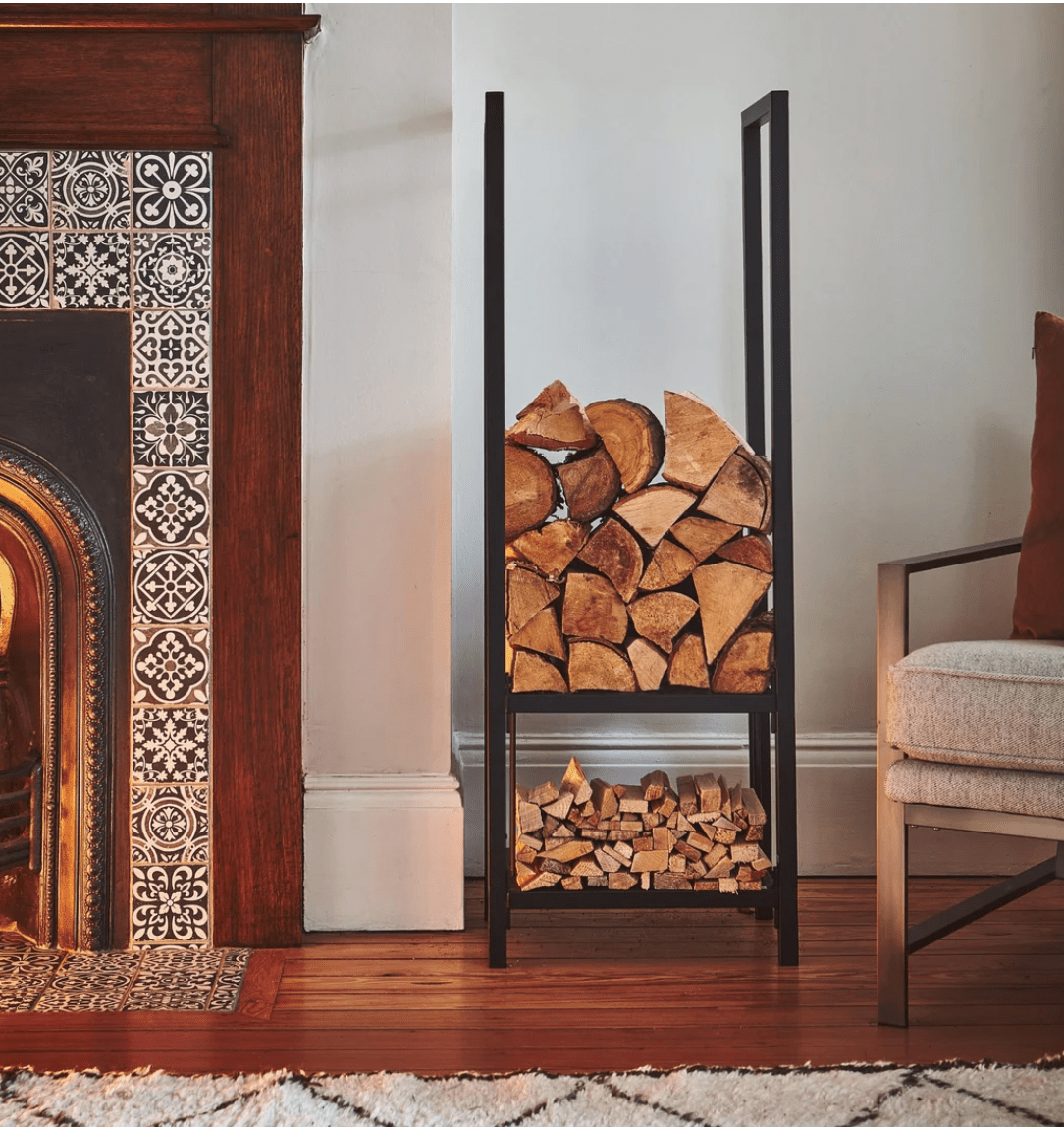 Tall Square Shelved Log Storage | Turquoise Living
