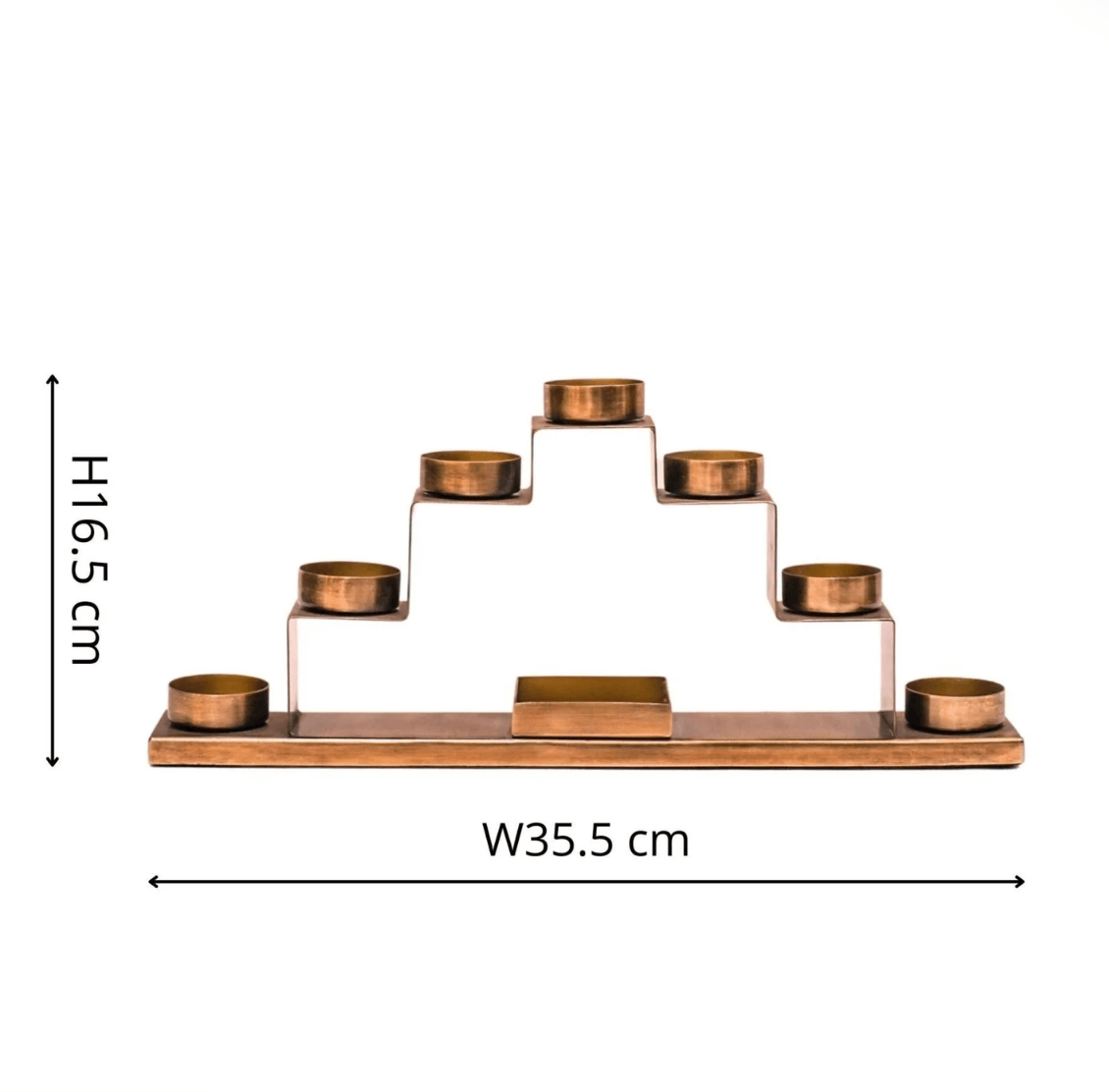 Tealight Candle Holder with Décor Box in Antique Brass