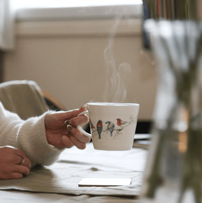 Birds Design Bone China Mug by Meg Hawkins