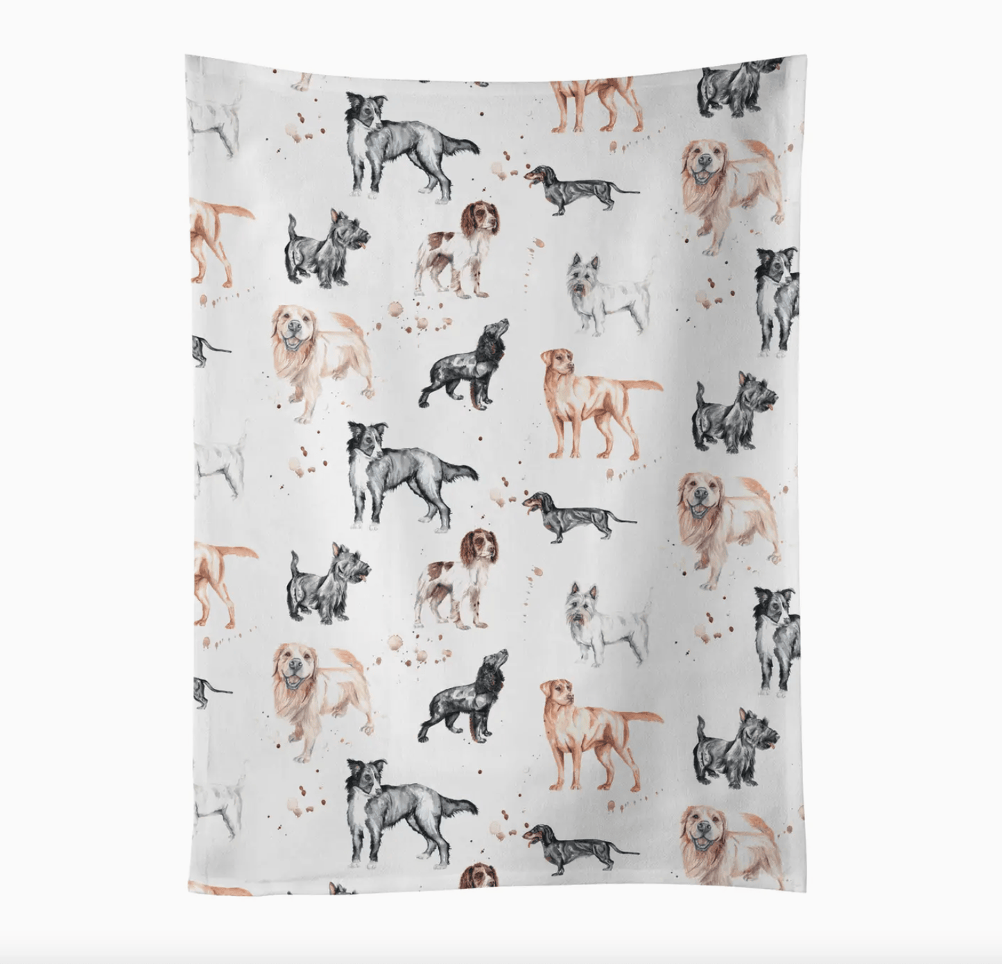Blanket with dog pattern on a white background