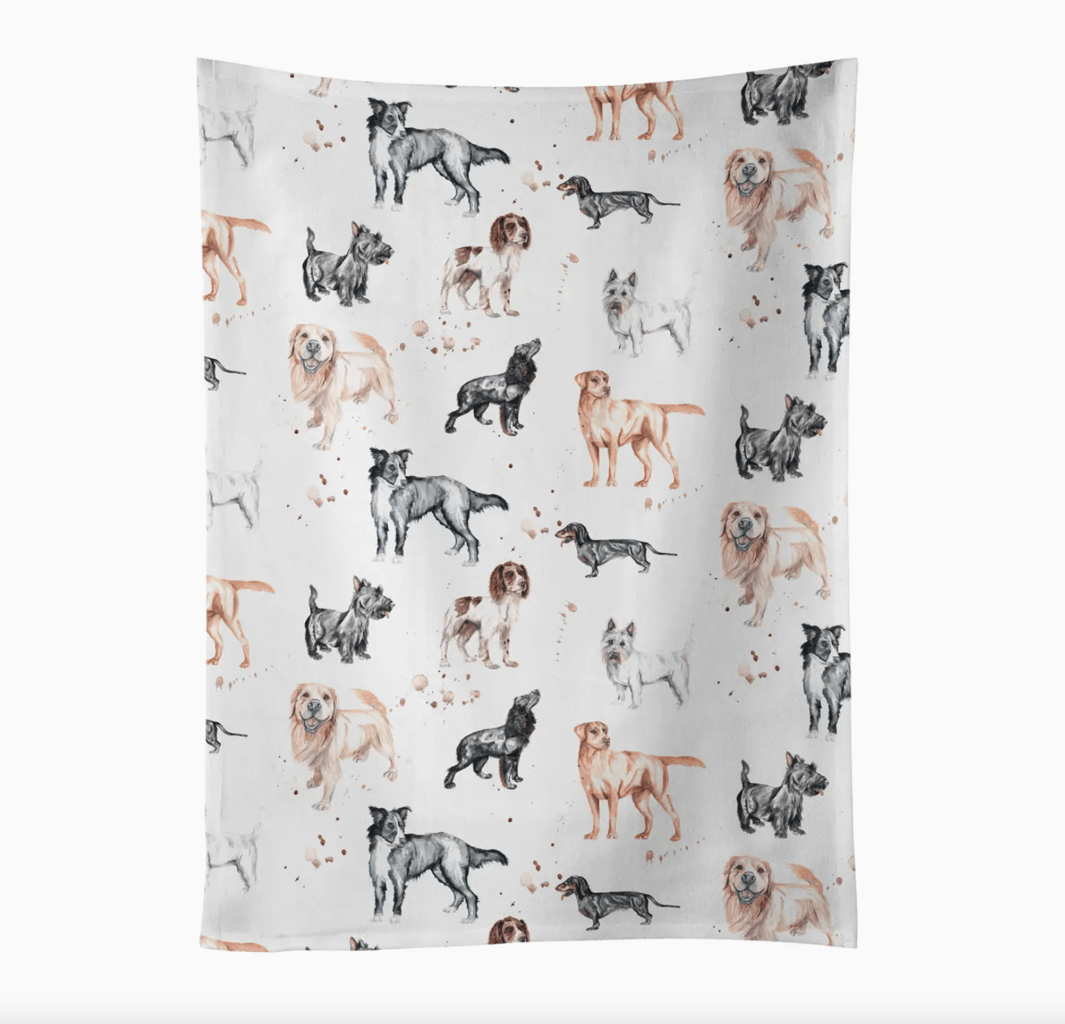 Blanket with dog pattern on a white background