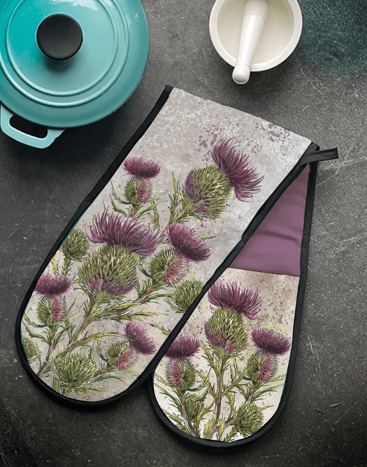 Quality Oven Gloves Thistle Design by Dollyhotdogs