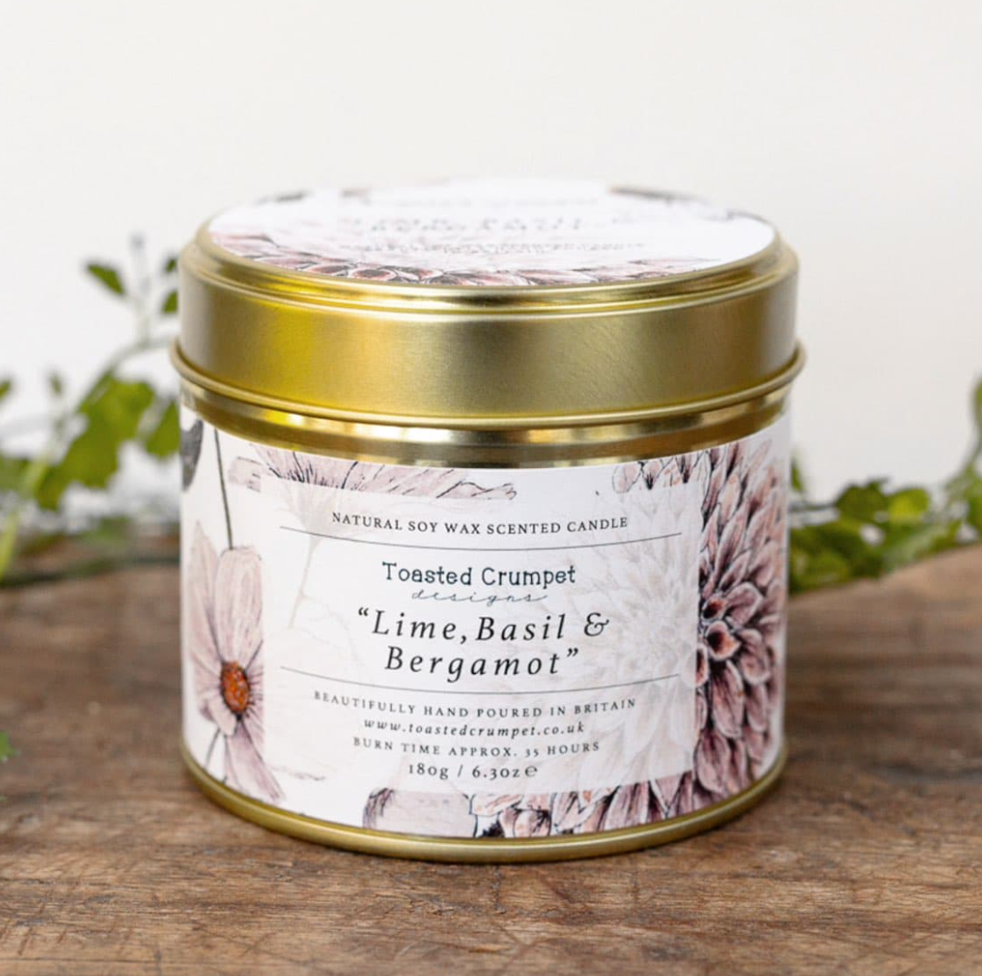 Lime, Basil & Bergamot Tin Candle by Toasted Crumpet