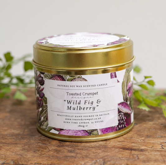 Wild Fig & Mulberry Gold Tin Candle by Toasted Crumpet 