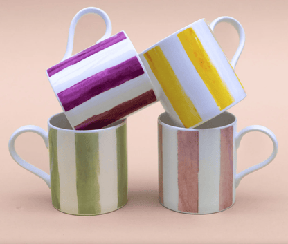 Toasted Crumpet Striped Bone China Mug Floh - Olive
