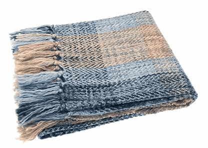 Tweed Check Throw Slate Blue by Walton & Co