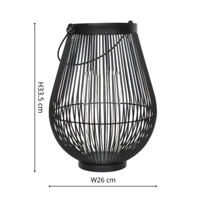 Venere Lantern Black with Glass Insert