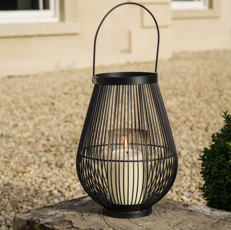 Venere Lantern Black with Glass Insert