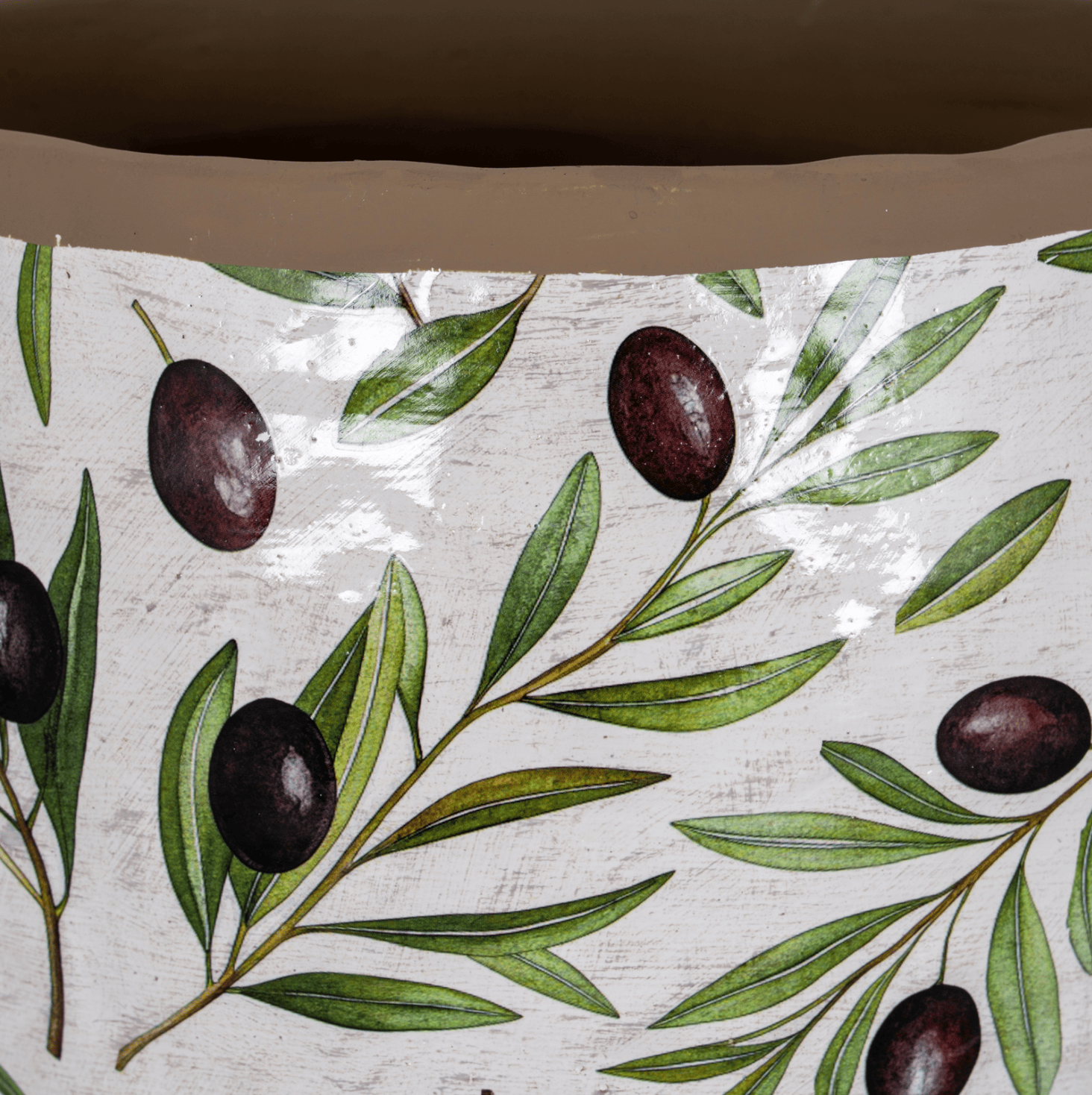 Large ceramic Vase With Olive Design by Hill Interiors