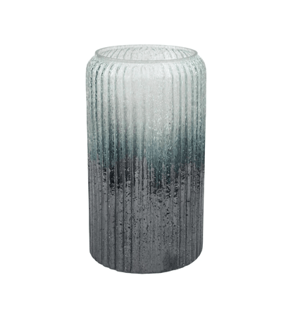 Verre Frosted Ribbed Glass Vase Atlantic Blue