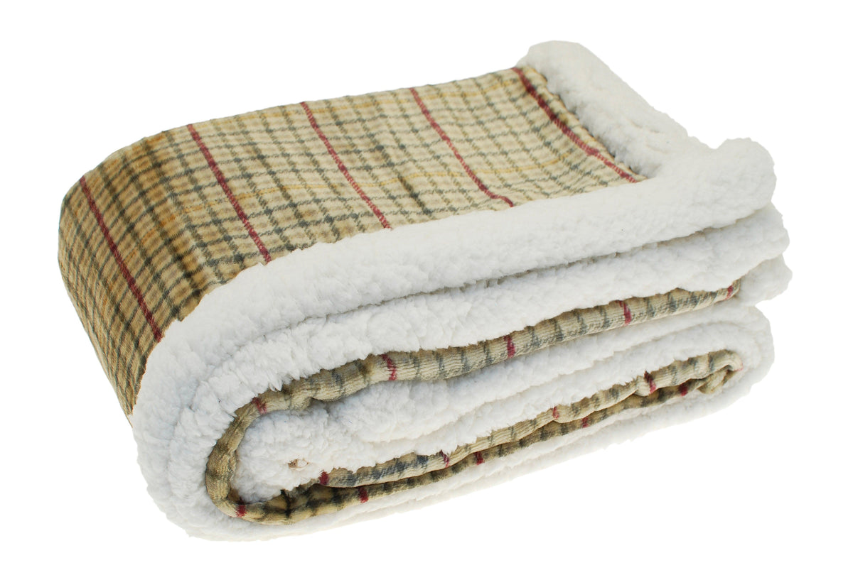 Walton & Co Check Sherpa Flannel Throw in Tweed