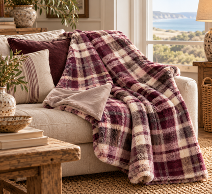 Walton & Co Mulberry Faux Fur Throw