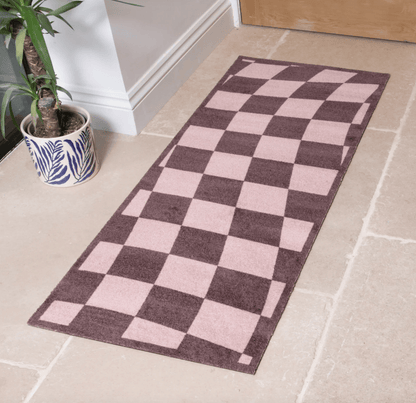 Wavey Checker board Indoor Washable Runner by Artsy Mats