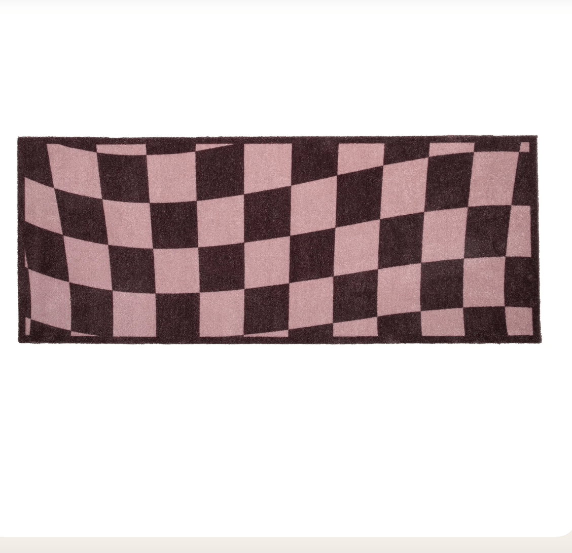 Wavey Checker board Indoor Washable Runner by Artsy Mats