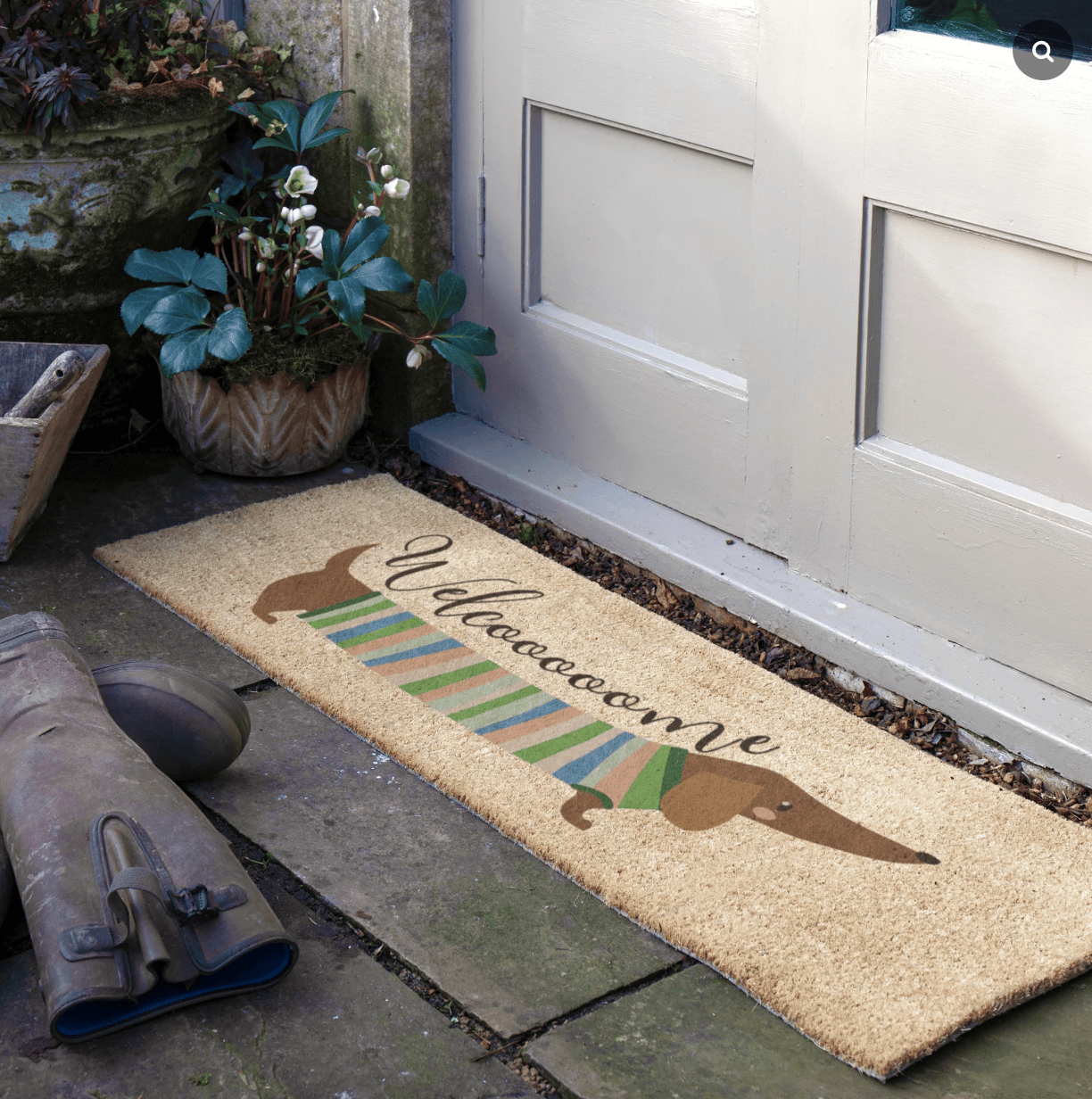 Welcome Sausage Dog Patio Doormat by Artsy Mats
