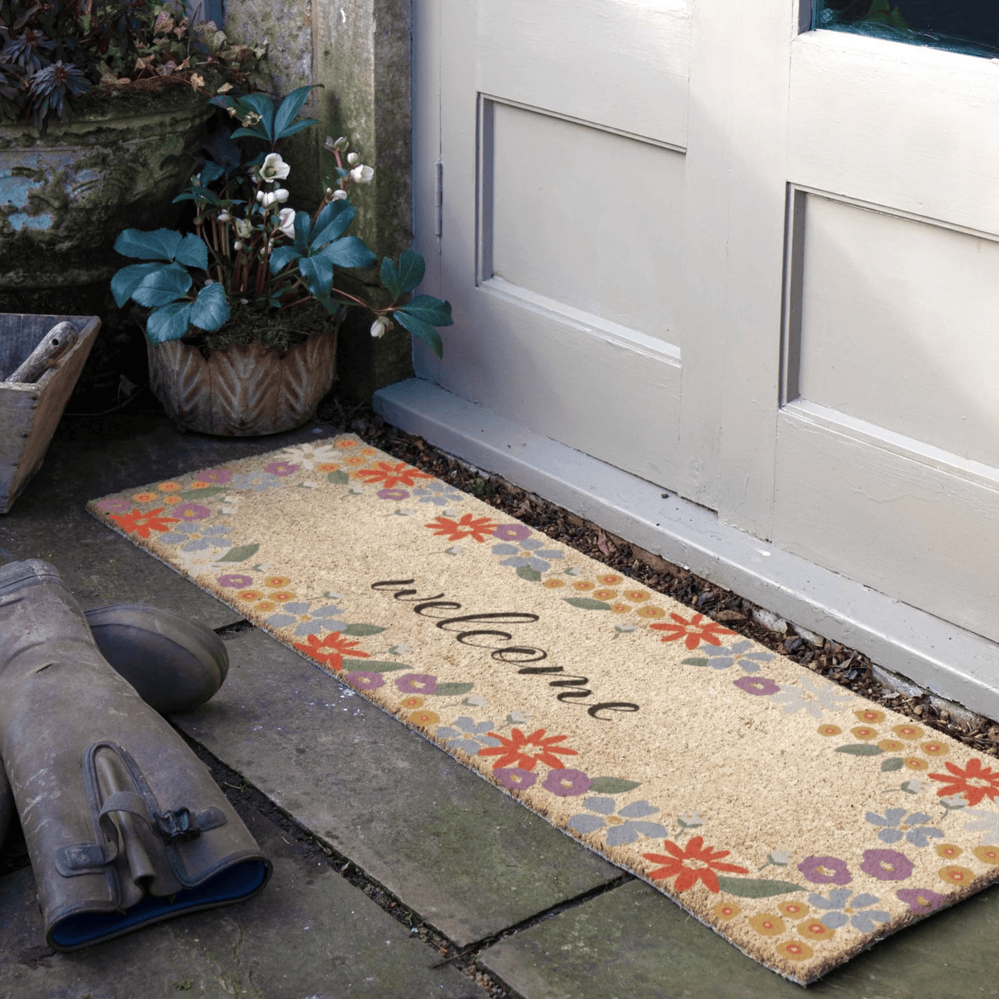 Welcome Floral Patio Doormat by Artsy Mats