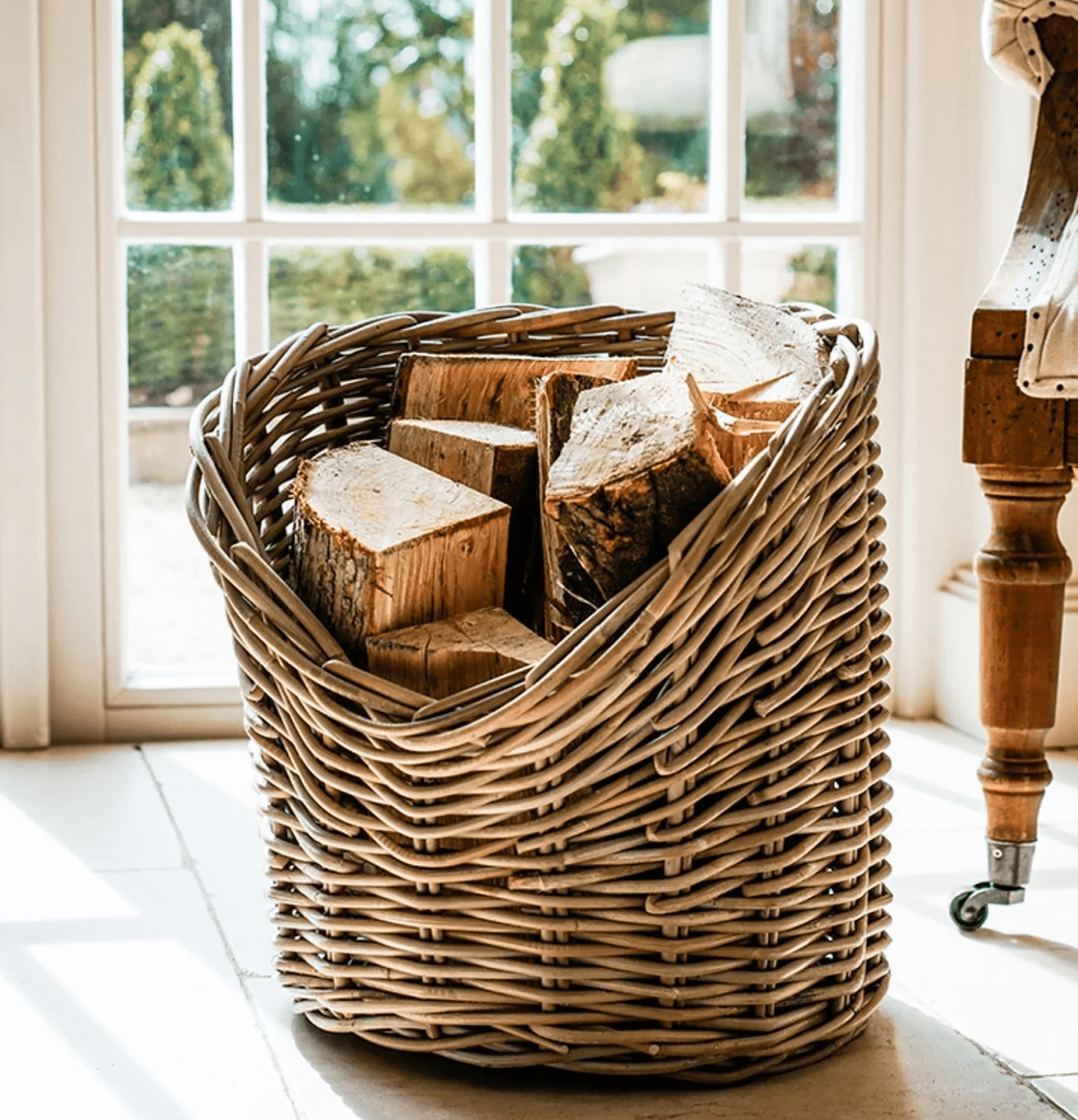 Rustic Round Log Basket