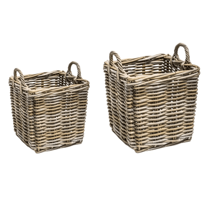 Wicker Log Basket Set of 2