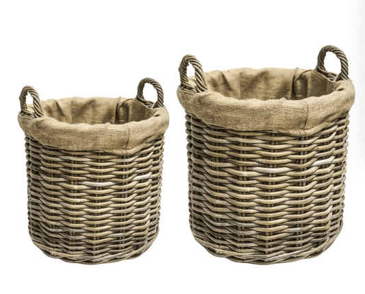 Wicker log Baskets Set of 2 