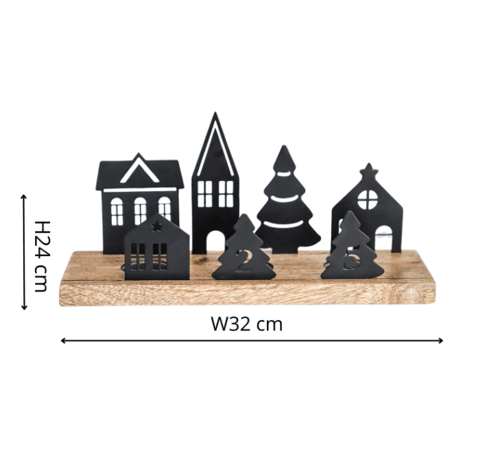 Wooden Advent Candle Holder with Metal Accessories