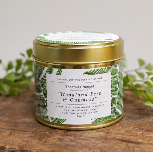 Toasted Crumpet Woodland Fern & Oakmoss Gold Tin Candle