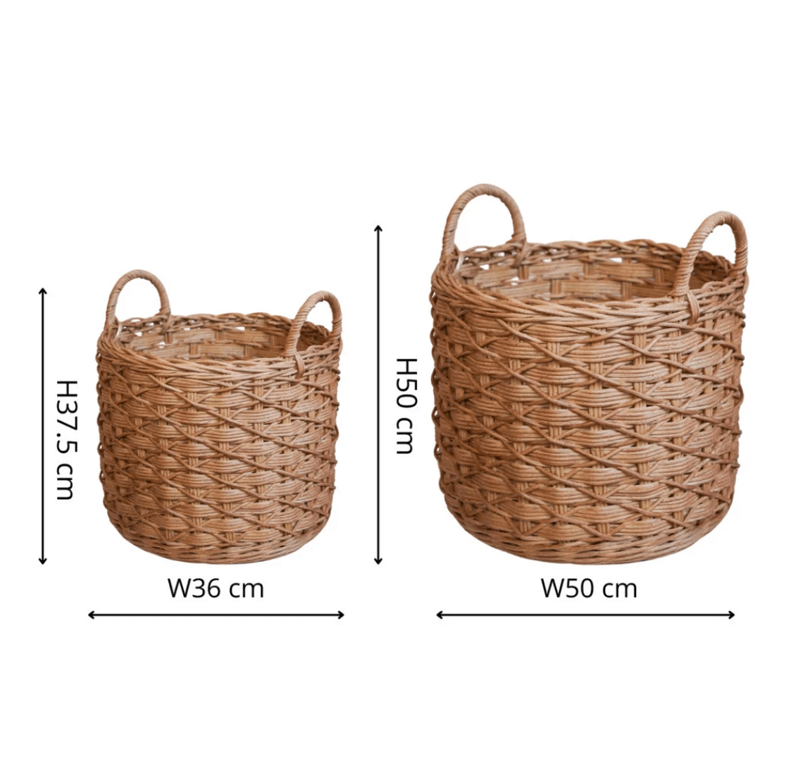 Set of 2 Woven Rattan Log Baskets – Rustic Fireplace Storage