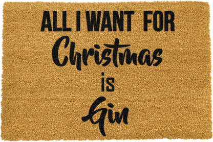 Welcome doormat with 'All I Want For Christmas Is Gin' slogan