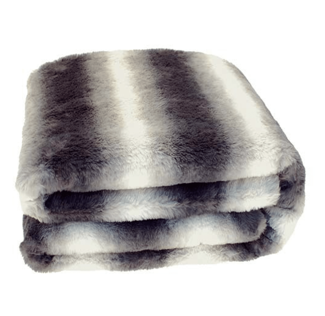 Walton & Co Angora Stripe Throw in Charcoal