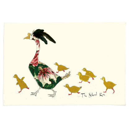 Anna Wright Tea Towel ‘The School Run' design