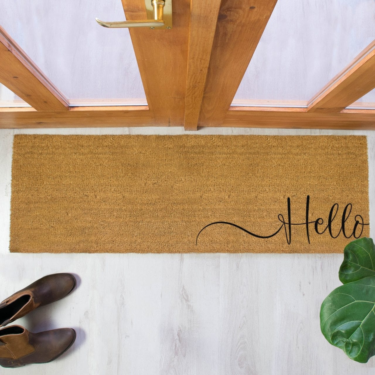 Artsy Double Doormat Black Hello Scribble