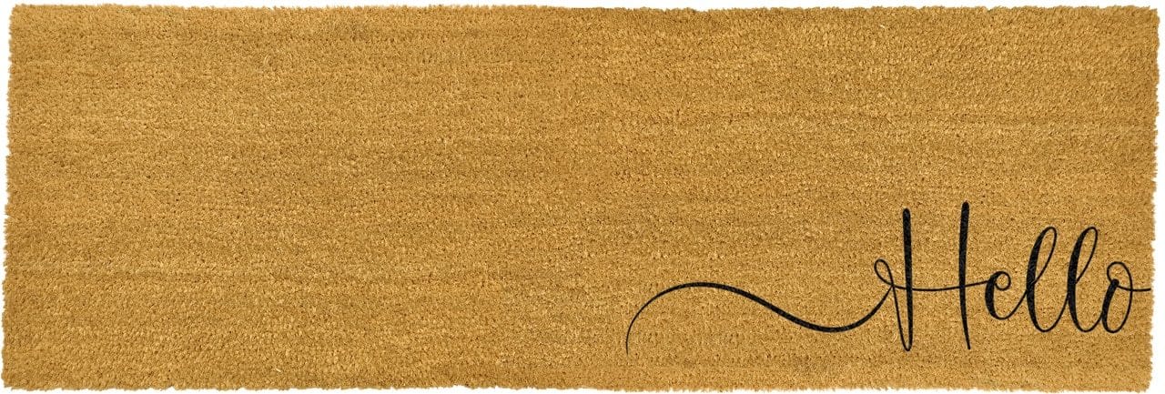 Artsy Double Doormat Black Hello Scribble Detail