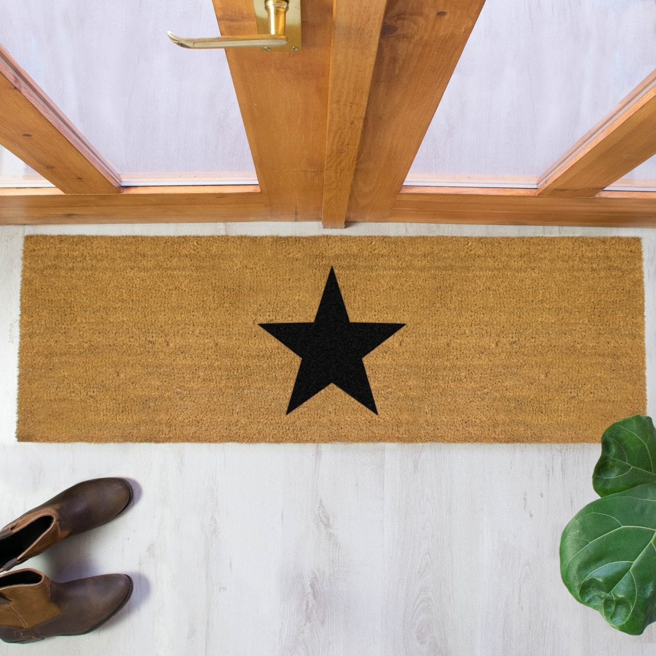 Artsy Double Doormat Black Star Print