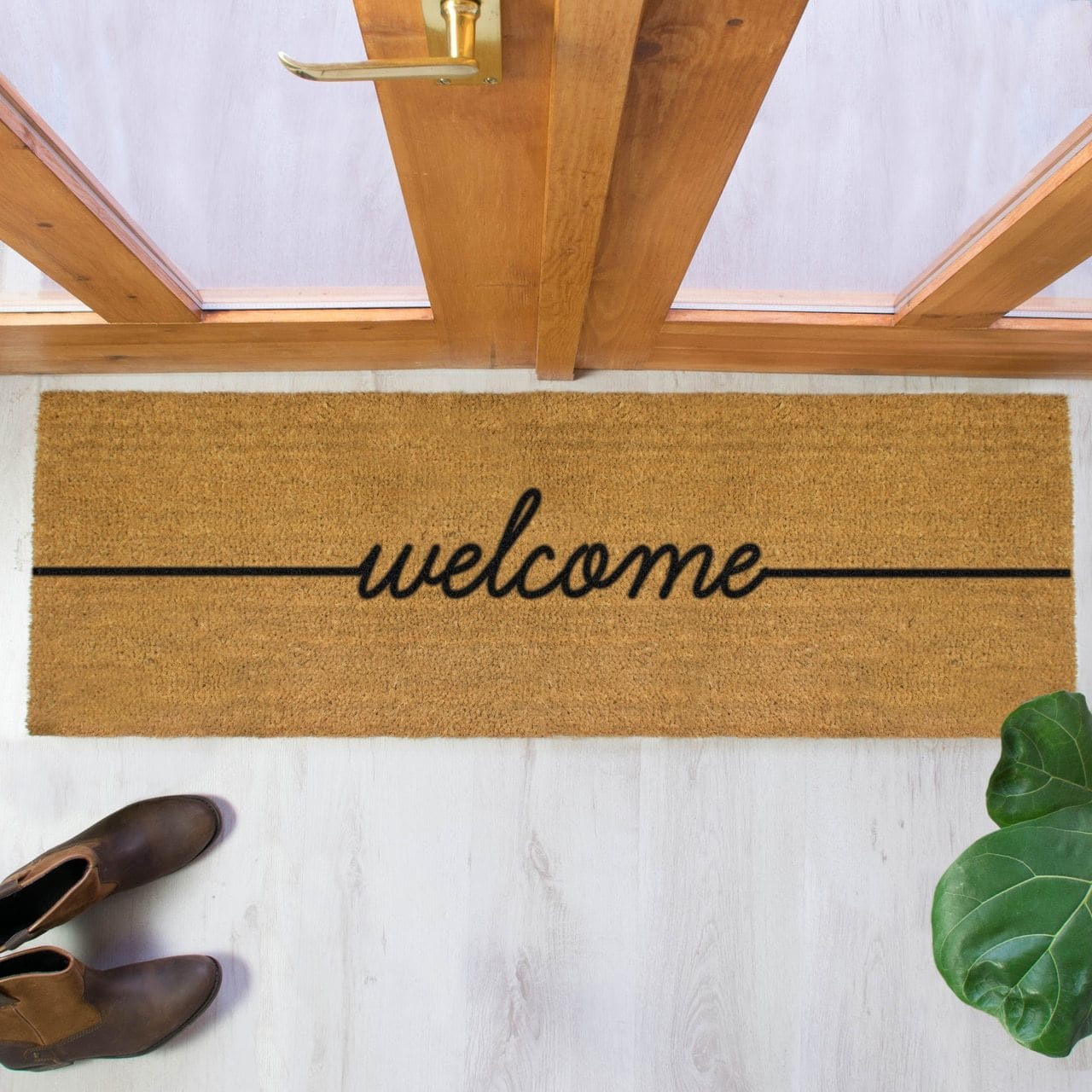 Artsy Double Doormat Black Welcome